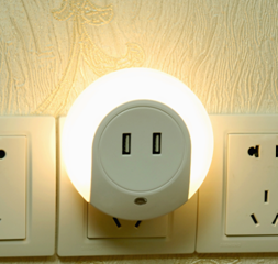 LED AC Sensor Light with two usb sockets